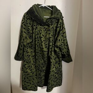 MYCRA Classic Pac Reversible Hooded Rain Coat with Matching Bag Green Black S/M